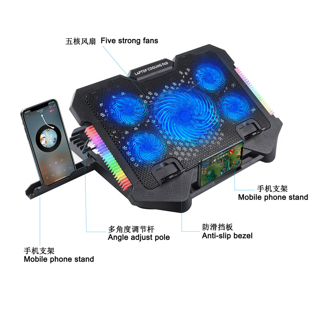 CoolFlow RGB Laptop Cooling Pad – Fast Quiet Cooling